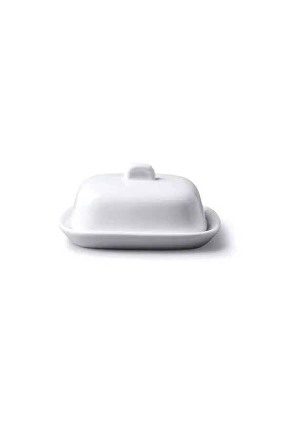 Mini Single Serving Butter Dish with Lid, Small Traditional Porcelain Butter Dish - White 10cm