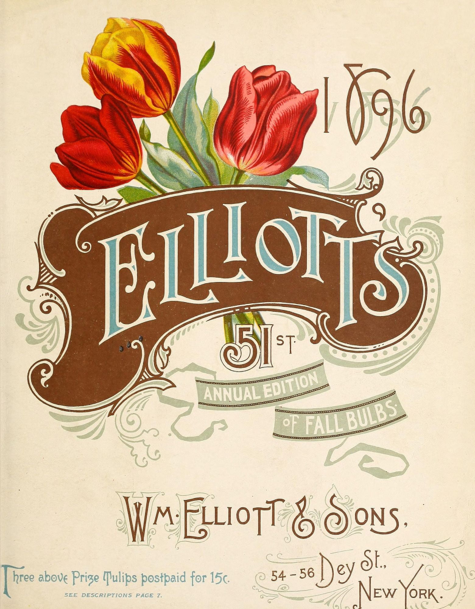 Wm Elliott & Sons Catalogue 1896 Cover with Tulips Canvas Art -  (18 x 24)
