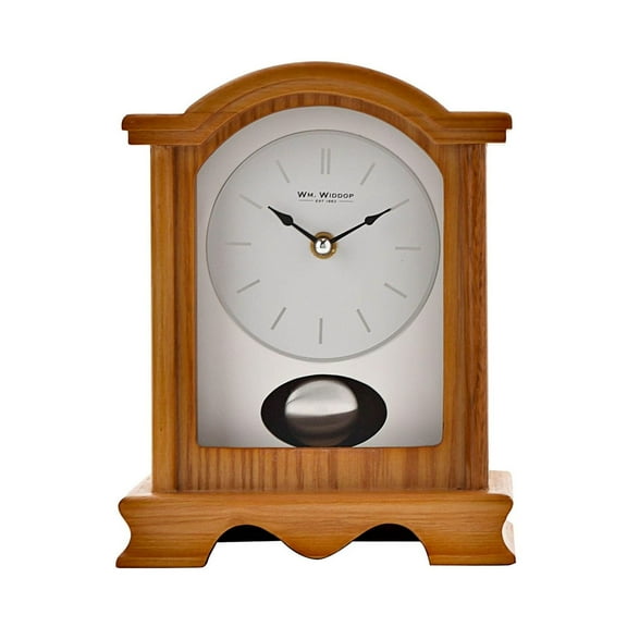 Wm.Widdop Broken Arch Pendulum Mantel Clock Oak Effect
