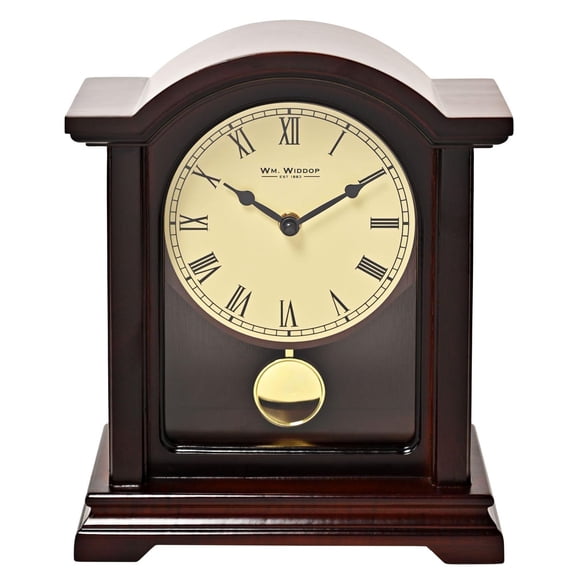 Wm. Widdop Dark Walnut Finish Broken Arch Pendulum Clock