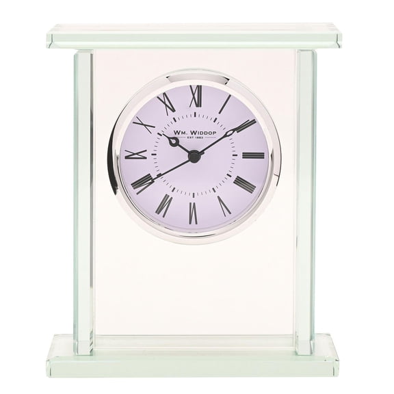 Wm.Widdop Glass Silver Bezel Mantel Clock