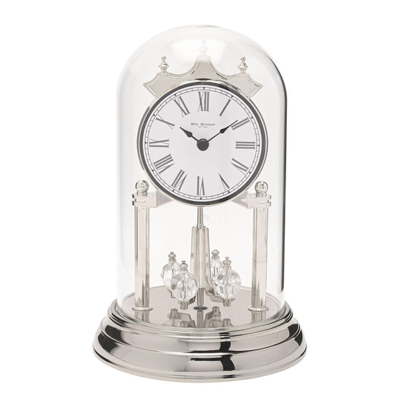 Wm.Widdop Rotating Pendulum Anniversary Clock - Silver