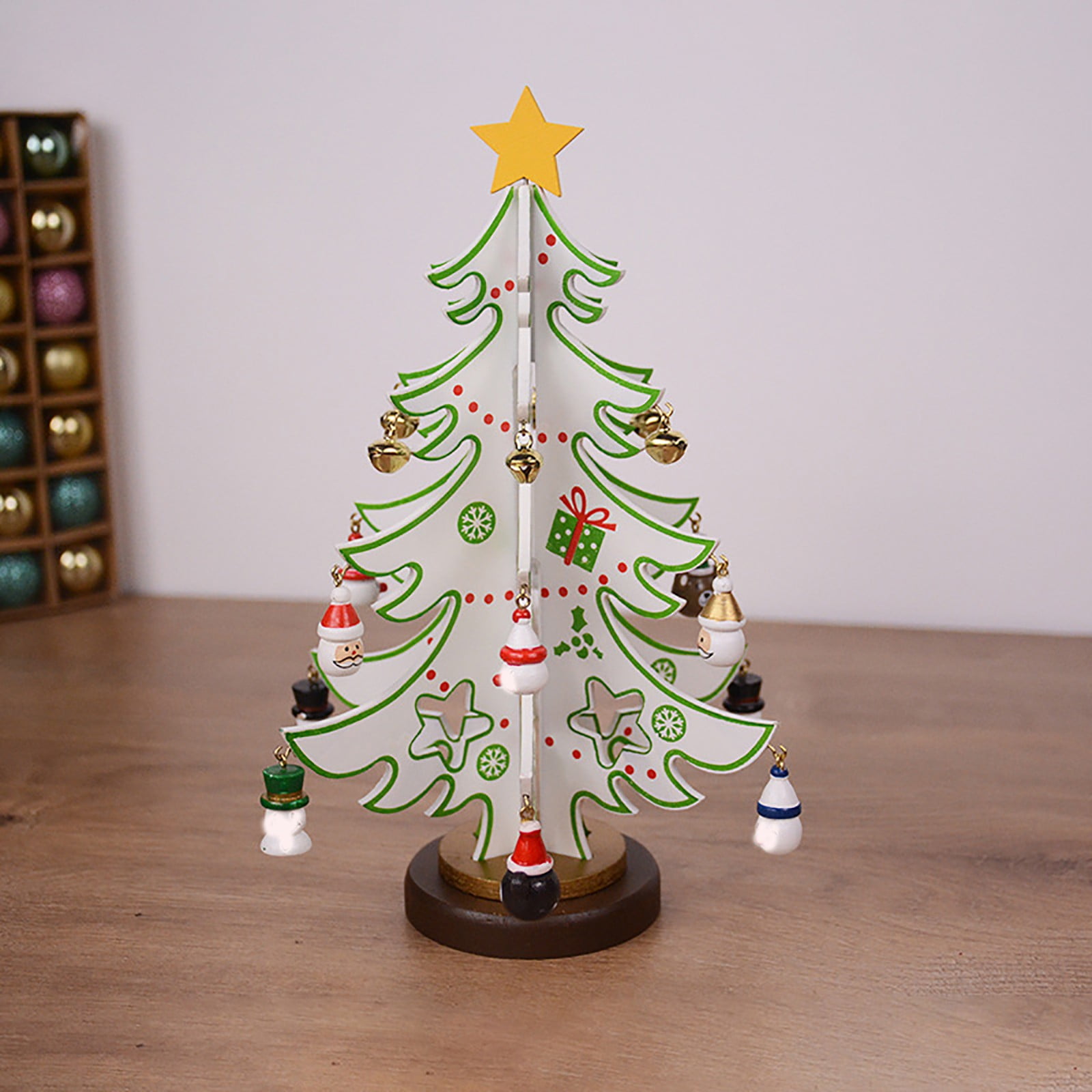 Wmenjiazihan Desktop Mini Artificial Christmas Tree Wooden Christmas ...