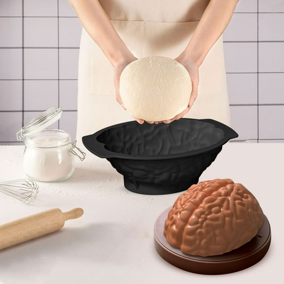 Wmhsylg Cake Mould New Brain Shaped Cake Mold Cake Baking DIY Creative Steamed Cake Bread Halloween Cake Oven Utensils Silicone Baking Black