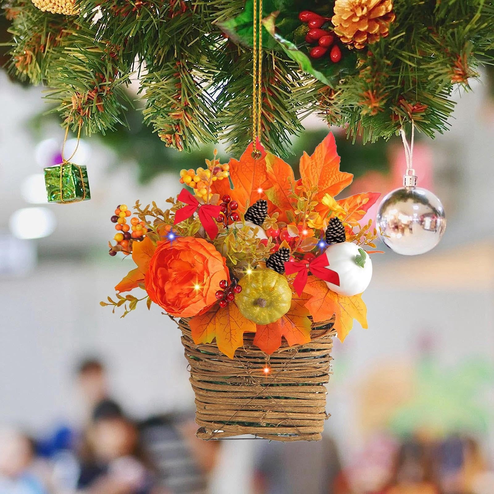 Wmhsylg Home Decor Christmas Flat Acrylic Flower Basket Pendant Festive