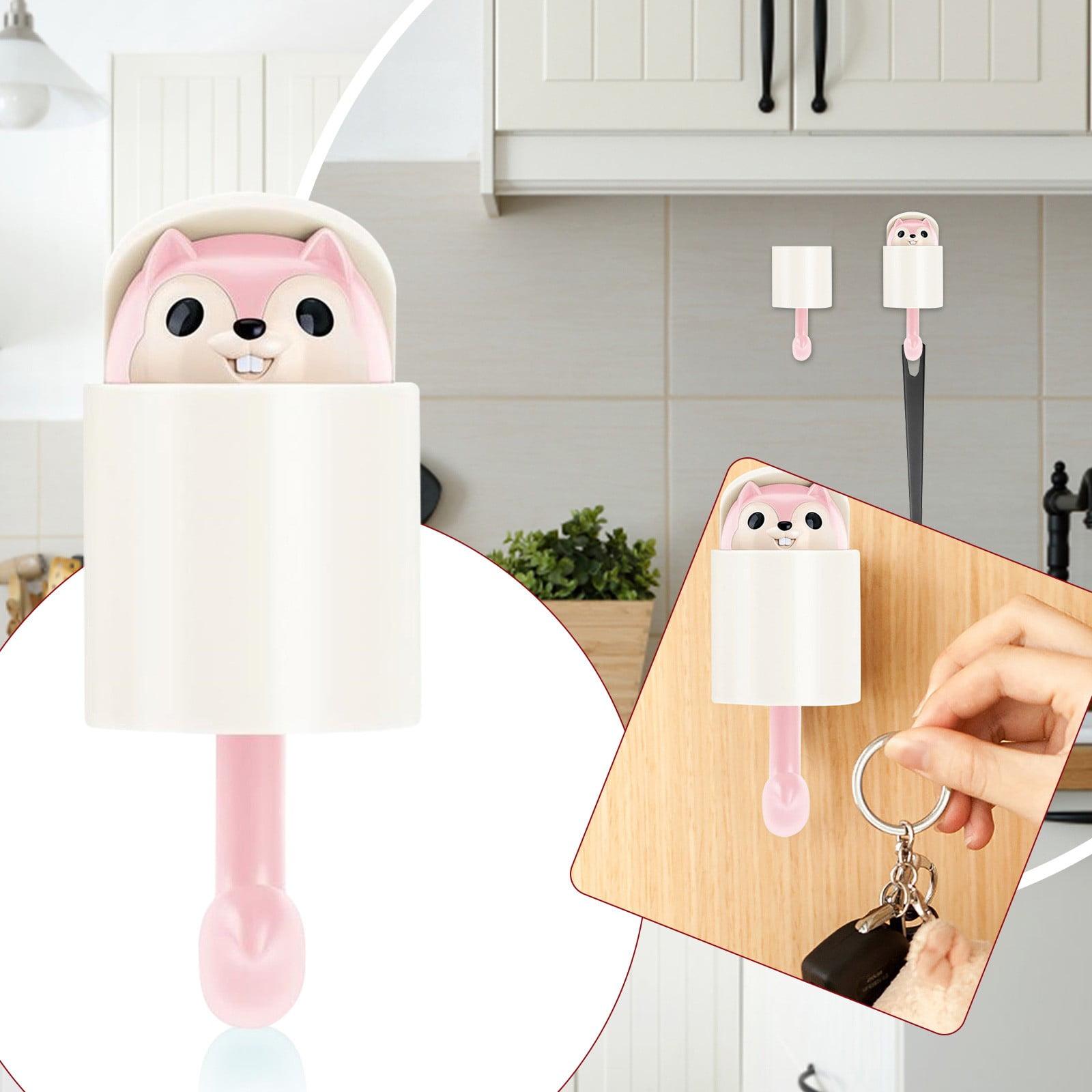 Wmhsylg Rack Squirrel Wall Hook Adhesive Home Cartoon Cute Hanger Key ...