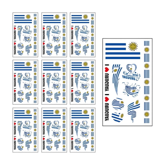 Wmkox8yii 10Pcs 2026 World Cup Uruguay South Africa Flag Temporary Tattoos,Waterproof Face Stickers for Football Fan Events