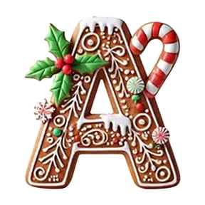 Wmkox8yii 26 Gingerbread Alphabet Ornaments for Christmas Tree Candy Cane Initial Letter A to Z Pendant with Berries Pattern Mini Monogram Hanging Decorations for Party Gifts DIY Decor