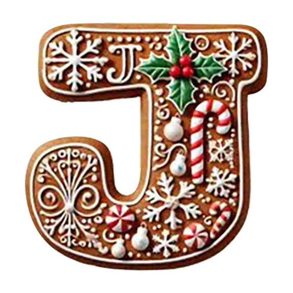 Wmkox8yii 26 Gingerbread Alphabet Ornaments for Christmas Tree Candy Cane Initial Letter A to Z Pendant with Berries Pattern Mini Monogram Hanging Decorations for Party Gifts DIY Decor