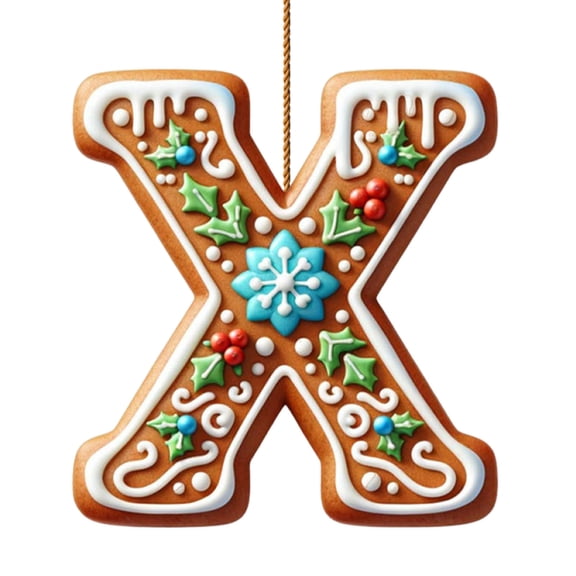 Wmkox8yii 26 Gingerbread Alphabet Ornaments for Christmas Tree Candy Cane Initial Letter A to Z Pendant with Berries Pattern Mini Monogram Hanging Decorations for Party Gifts DIY Decor