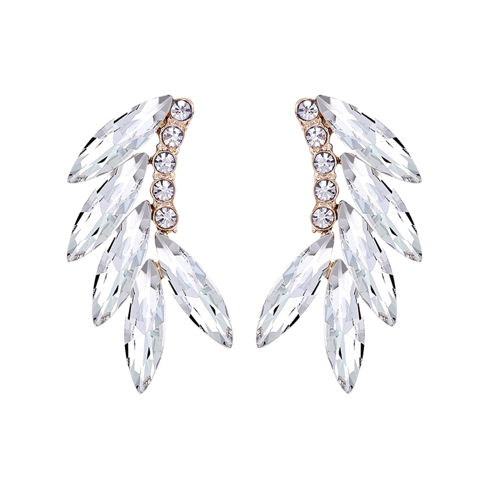 Wmkox8yii A Pair Crystal Cubic-Rhinestone Fashion Creative Earrings Moon  Hook Wonderful Gift 