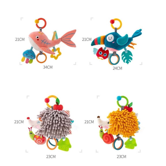 Wmkox8yii Baby Hanging Rattles Toys,Car Seat Toys for Babies 0–12 Months,Baby Soft Teether Toys,Early Cognitive Sensory Soft Hanging Toy for Crib Stroller Mobile Plush Toys