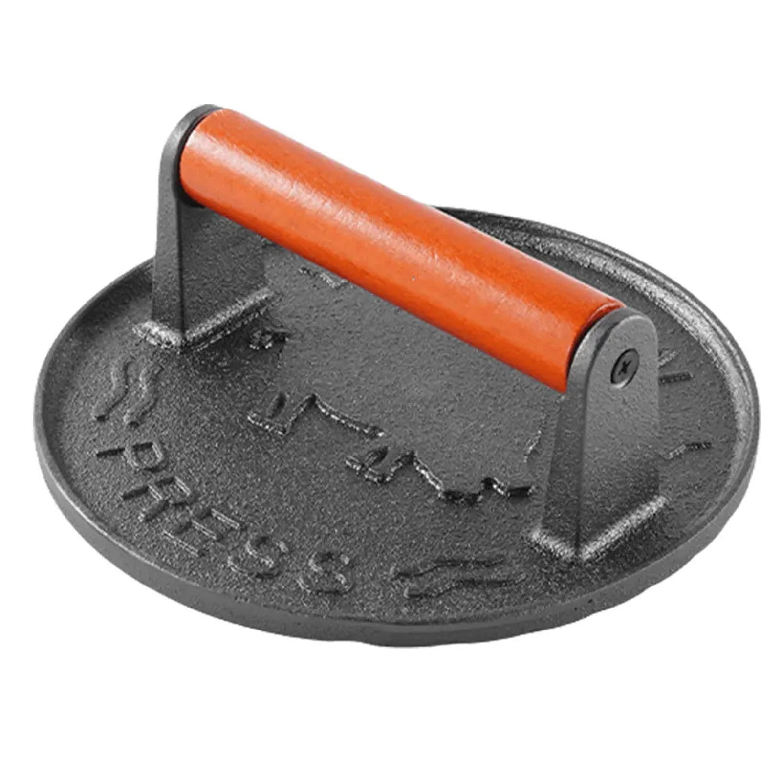 Wmkox8yii Burger Press 7.08" Round,Heavy-Duty Cast Iron Burger Press Smash Meat Steak With Wood Handle,for Blackstone Camp,Seared Bacon,Steak & Sandwiches,Equalized Weight Distribution
