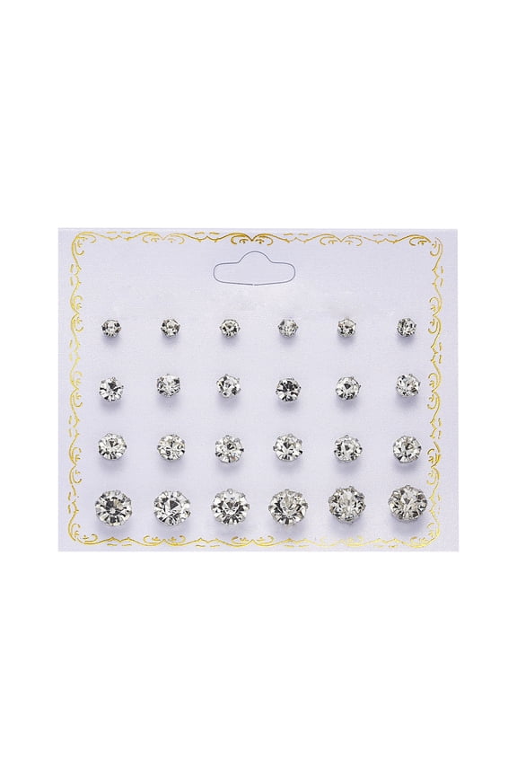 Earrings For Women,New Paper Card Zircon Earrings All-match 12 Pairs Of Pearl Card Earrings Female