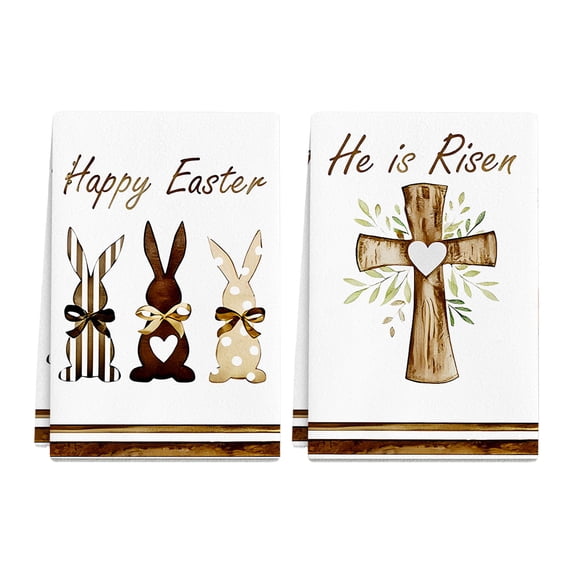 Wmkox8yii Easter Egg Plaid Bunny Silhouette Kitchen Towels Set of 2,Farmhouse Dish Hand Towels,Absorbent Tea Towels for Kitchen Bathroom Cleaning Dining Indoor Decor