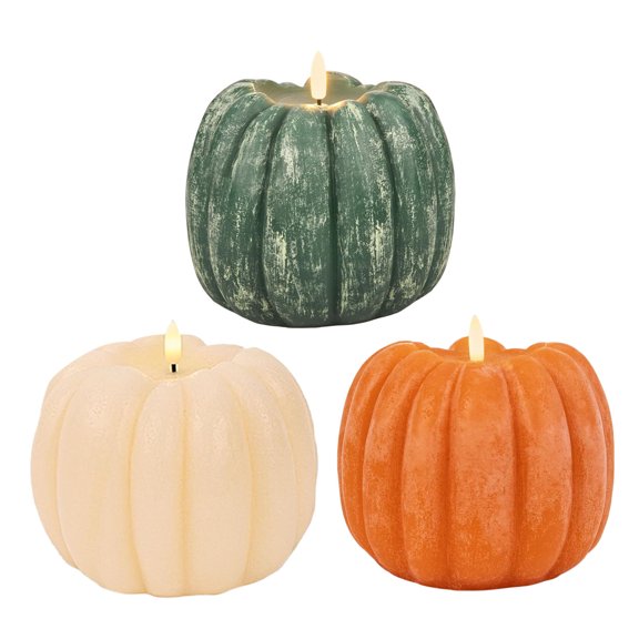 Wmkox8yii Fall Decorations for Home,Flicker Flameless Wax Pumpkin Candle with Remote Timer,LED Battery Operated Flickering Candle for Thanksgiving Halloween,Fall Harvest Decor