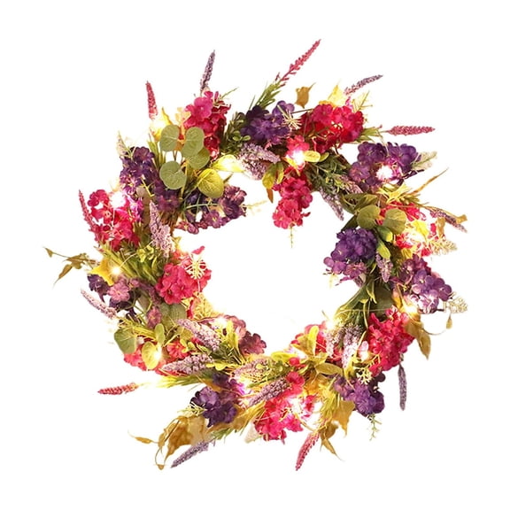 Wmkox8yii Farmhouse Floral Wreath,Faux Purple Pink Wildflower Wreath with Lavender Hydrangea,Spring Summer Front Door Porch Window Decor