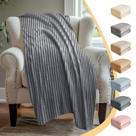 Wmkox8yii Fleece Throw Blanket for Couch Sofa Bed,Decorative and Giftable Striped Blankets,Super Soft Cozy Plush Microfiber Flannel Blanket with Stripes Design for Adults,Woman,Girls