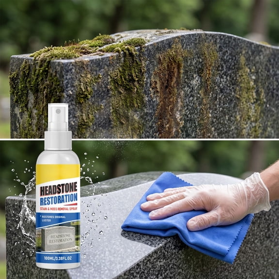 Wmkox8yii Headstone Maintenance Cleaner Spray,Moss & Stain Remover with Cleaning Towel,Restores Luster for Granite and Marble Memorial Monuments