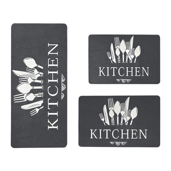 Wmkox8yii Kitchen Rug Set,3 Piece Non Slip Rubber Backing Absorbent Oil-Resistant Floor Mats, Machine Washable Soft Microfiber Carpets for Cooking Area Kitchen