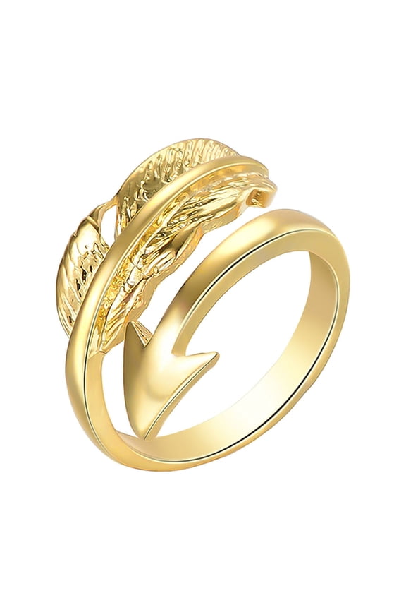 Ladies Fashion Open Gold Feather Ring Fashion Creative Ring Jewelry