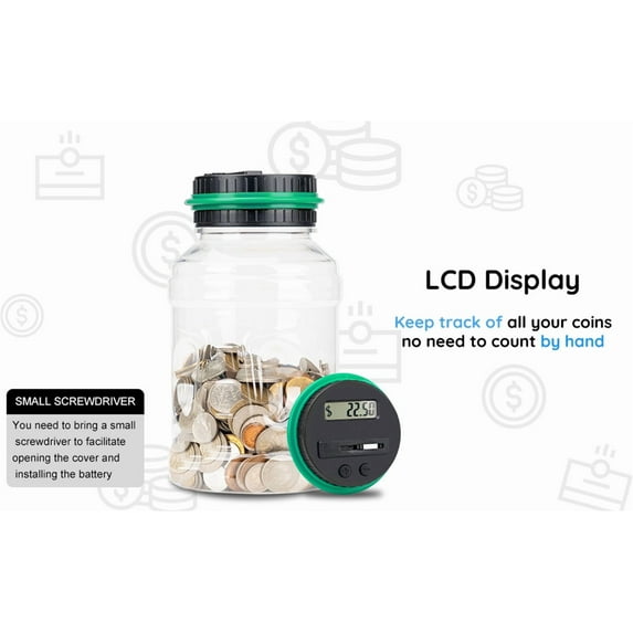 Wmkox8yii Large Piggy Banks for Boys Girls,Digital Coin Counting Bank with LCD Counter,2.5L Capacity 800-1000 Coins Money Jar for Adults,Designed for All US Coins