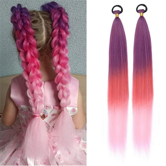 Wmkox8yii Long Braiding Hair Pre Stretched Synthetic Hair Extensions for Braids,Multicolored Hair Extensions for Stage Party Halloween Costume Cosplay