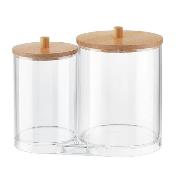 Wmkox8yii Qtip Holder Dispenser Set,2 in 1 Apothecary Jars with Lids,Acrylic Cotton Ball Holder,Qtip Dispenser for for Cotton Swab,Cotton Round Pads,Floss for Bathroom Organizer