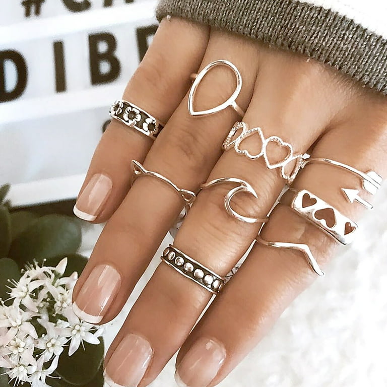 Silver stacking clearance rings sets