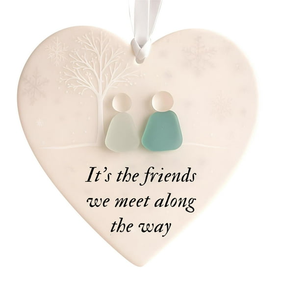 Wmkox8yii Sea Glass Friendship Decor,Heart Shaped Sea Glass Ornament,Timeless Friendship Heart Keepsake Gifts,Sea Glass Art Decor for Best Friends ,Christmas Tree Hanging Ornaments