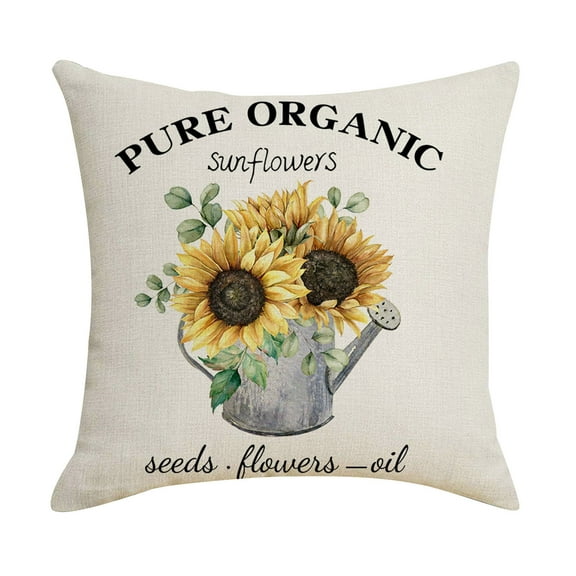 Wmkox8yii Sunflower Pillowcase Summer Flower Print Linen Pillowcase Sofa Cushion Cover