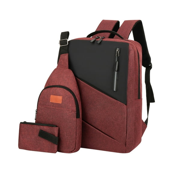 Wmkox8yii Three Piece Backpack Set,Large Capacity Backpack with USB Charging Port,Business Travel Laptop Backpack for Men and Women,Tech Computer Bag Fits 14.5 Inch Laptop and Notebook