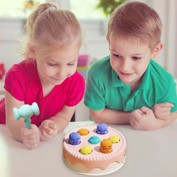 Wmkox8yii Whack A Mole Game Toys for Toddlers 1-3 Years,Cake Shape Whack Mole Hammering Pounding Toys,Baby Birthday Gifts,Boys Girls Kids Interactive Learning,Developmental Toys