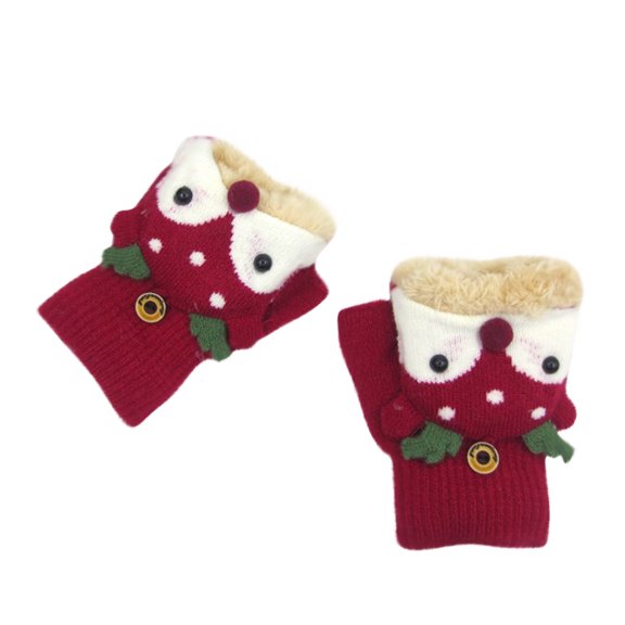 Wmkox8yii Winter Plus Velvet Thick Gloves For 3-7 Years Old Children Cartoon Flip Cover Fingerless Warm Gloves