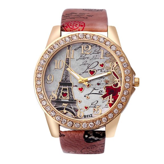 Wmkox8yii Womens Watches,Womens Ladies Classic Simple Leather Analog Quartz Wrist Watch Gold Leather Case Arabic Numerals Casual Dress Watches,Valentine's Day Gifts for Women