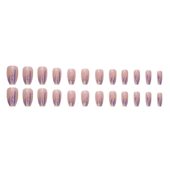 Wmool 24pcs Fashionable French Style Wearing Fake Nails, Sparkling Simple✨a and
