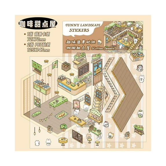 Wmool 3D Landscape Creation, Creative Scenes kids Diy Collage Stickers, 4 Styles
