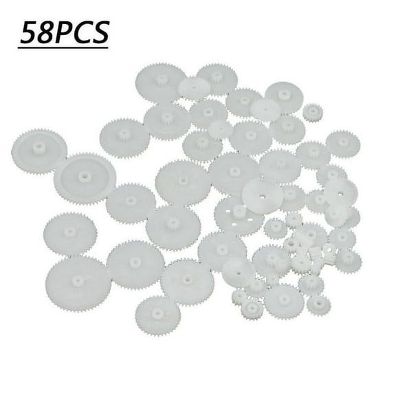 Wmool 58Pcs Plastic Gears Set Shaft r Gear t Toy Kits White DIY