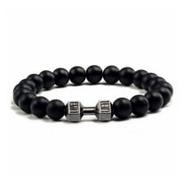 Wmool Dumbbell Bracelets,Volcanic Rock Anxiety Bead Gym Bros Bracelet,Fitness Yoga Barbell Bracelet,Natural Stone Dumbbell Beads Bracelets Set Gym Bracelet Fitness Barbell Jewelry Gifts or Gym Lovers