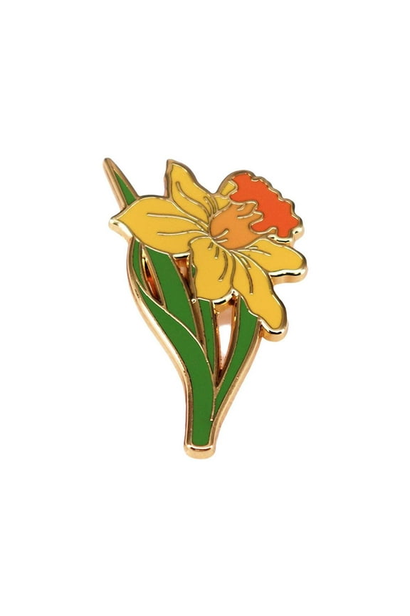 Enamel Pin Badge For Women Men, Daffodil Flower Brooch 4cm B1X0 D5N7 Pin