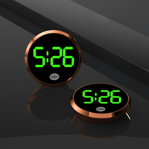 Wmool LIUZHIPENG 1 Pcs Automotive Stick Clock, Small Digital Clock for Dashboard, Touch Control Car Mounted Screen Digital Clock, Mini Luminous Car Dashboard Round #air# Vent Stick-On Clocks Watch