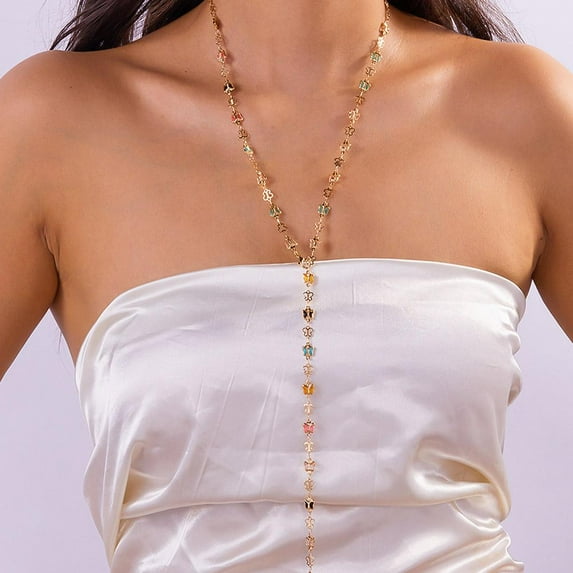 Wmool Metal Clavicle Chain Necklaces Simple Long Chain Fringe Necklace??