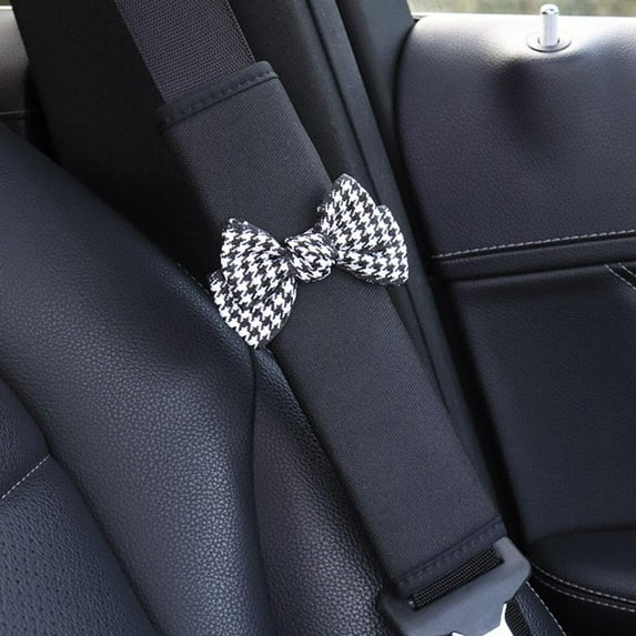 Wmool Seat Belt Shoulder Cover Bow Tie Cute Car Decoration Supplies Set Inter