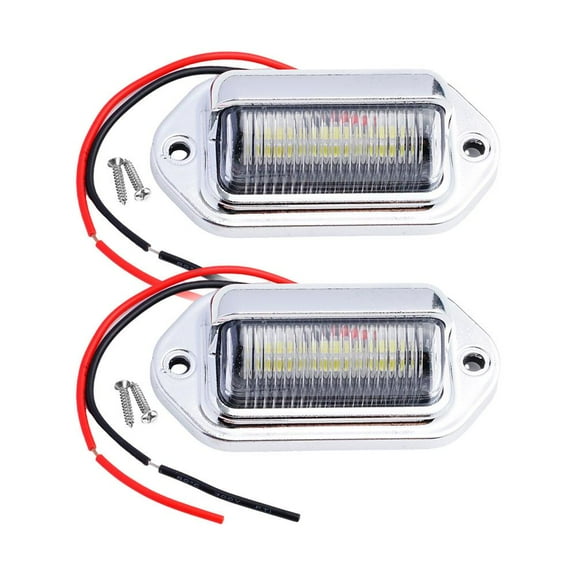 Wmool Universal Silver 6 Led License Plate Tag Lights Lamps For Truck Trailer Van