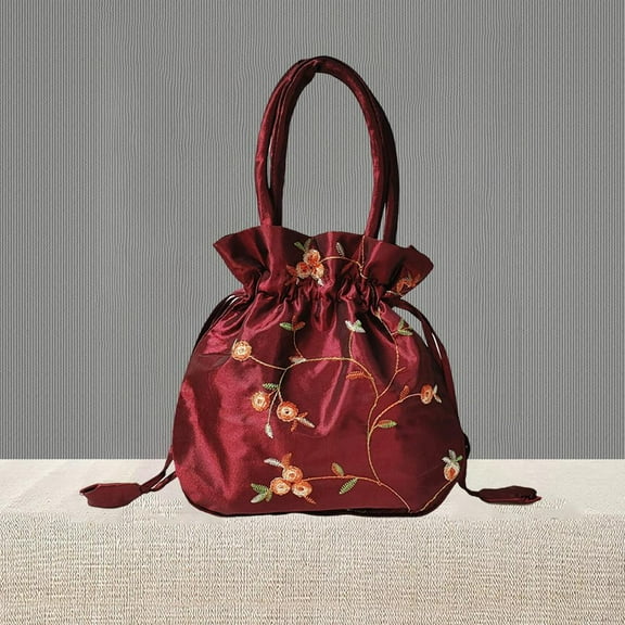Wmool Women's Small Embroidered Handbag Ethnic Style Bag Drawstring Buet ✨d