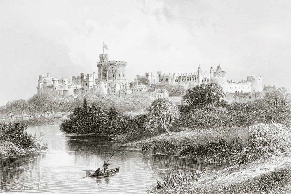 Wndsor Castle Windsor England From The Gallery Of Geography Published London Circa 1872 Canvas Art - Ken Welsh Design Pics (18 x 12)