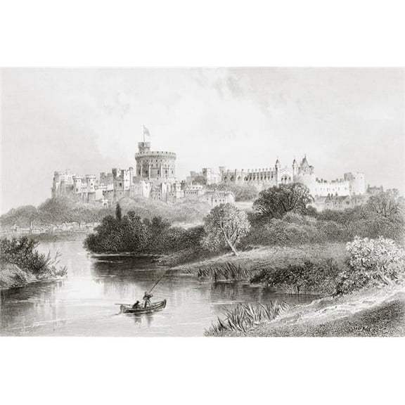 Wndsor Castle Windsor England From the Gallery of Geography Published London Circa 1872 Poster Print - 18 x 12