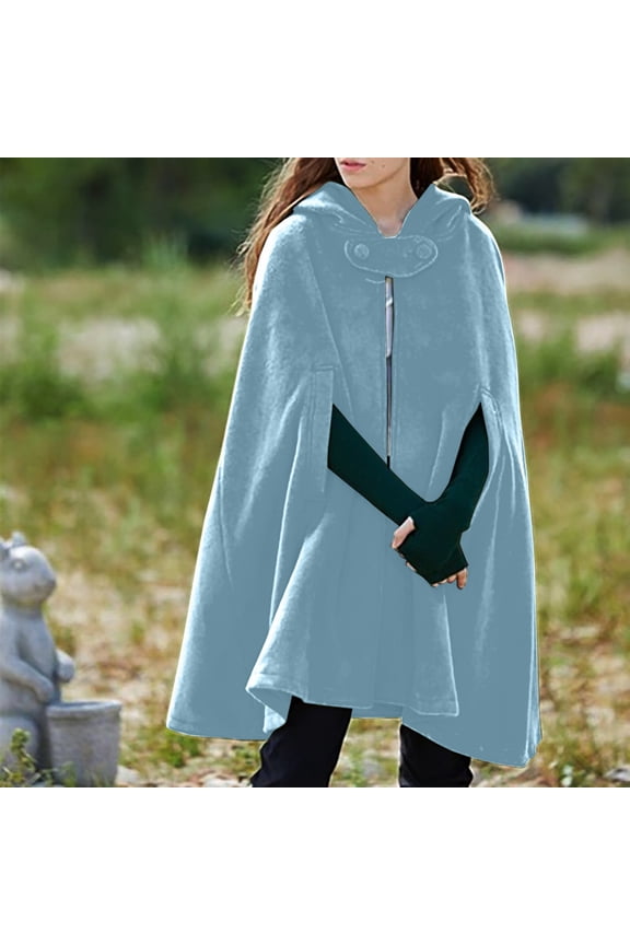 Coats for Women Hooded Medium Cape Winter Vintage Overcoat Fashion Cloak Woolen Coat
