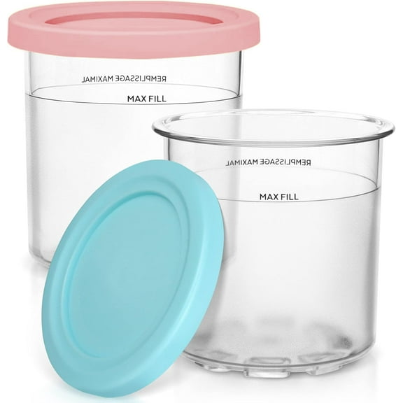 Wnngxing Pink, Blue Polypropylene Ice Cream Pint Containers Replacement (2 Pack)