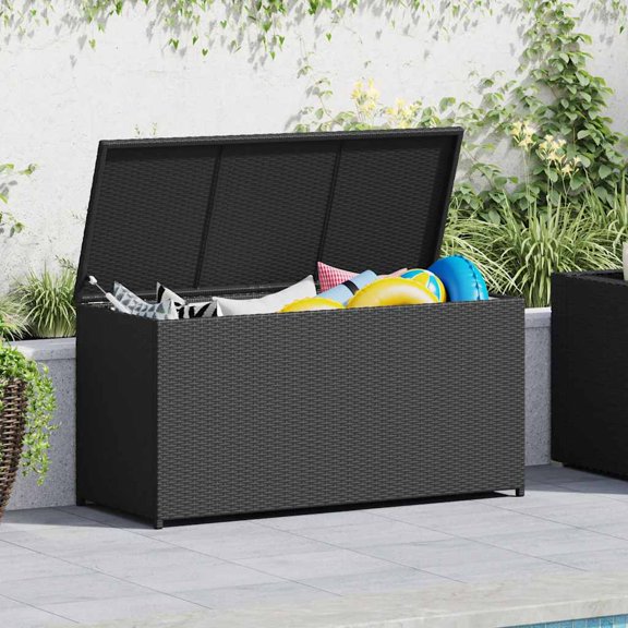 Wnsytes 47.2x19.7x23.6 in PE Rattan Patio Storage Box, Weatherproof Outdoor Storage Chest with Liner for Cushions and Blankets
